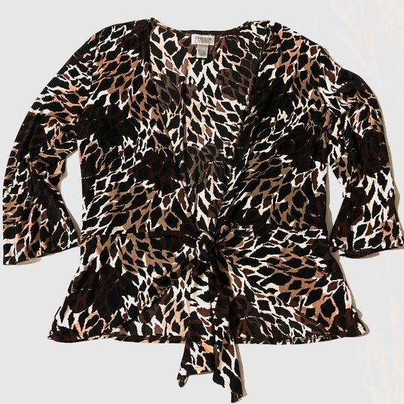 EUC Chico’s  Front Tie Blouse - Picture 1 of 6